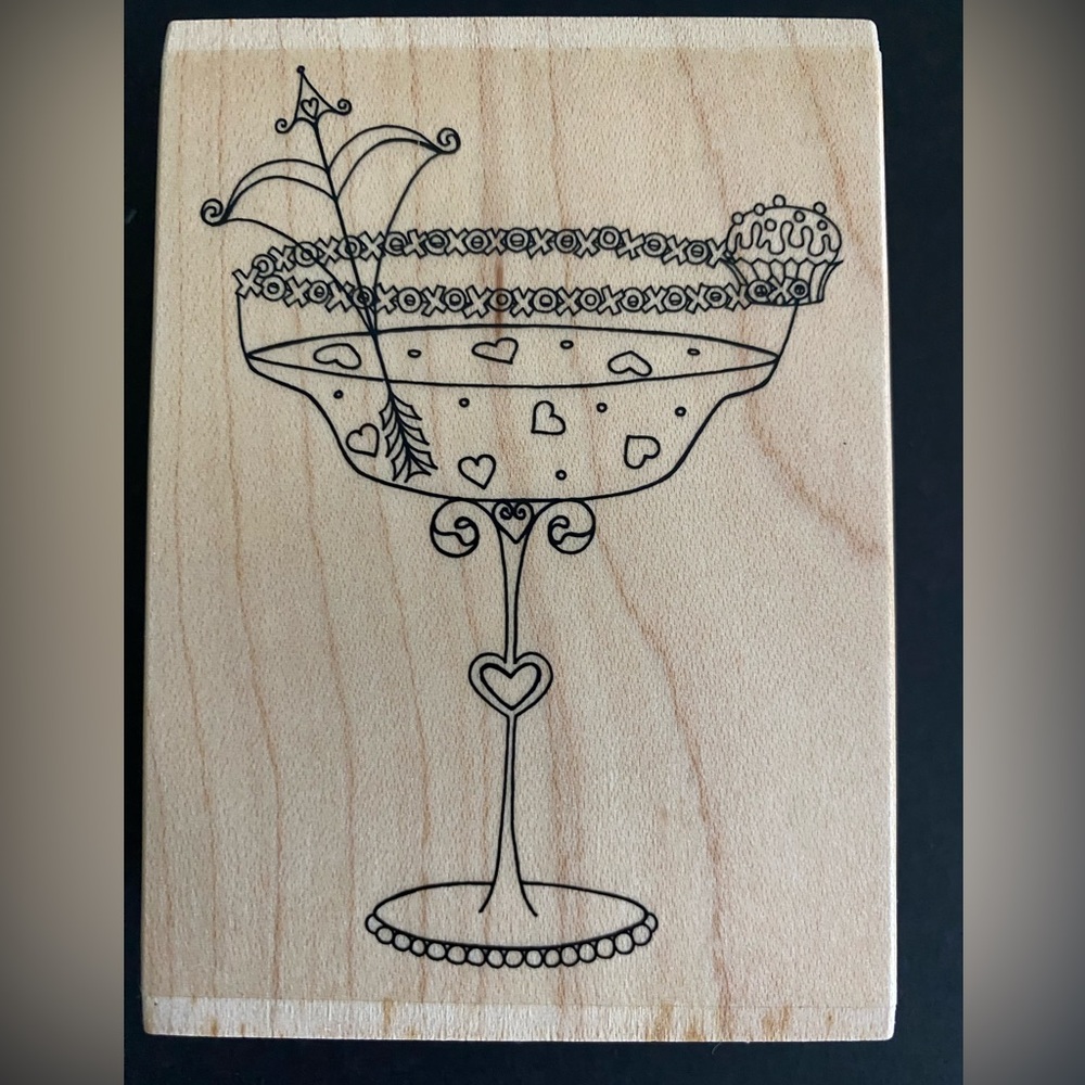 Impression Obsession Valentine’s Margarita Wood Mounted Rubber Stamp F2118